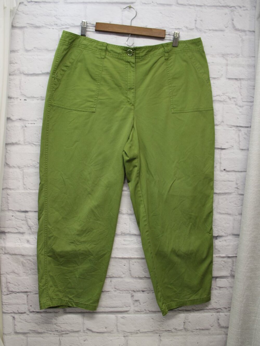 Vintage Talbots Stretch Plus 18 Spring Green High Rise Straight Leg Crop Pants